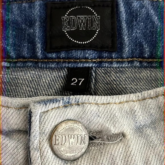 Edwin Beth Boyfriend Ankle Acid Washed Distressed Jeans - Size 27 - Picture 6 of 11